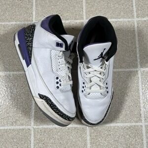 Nike Air Jordan 3 Retro GS Dark Iris Shoes White/Purple, Size 7Y, DM0967-105